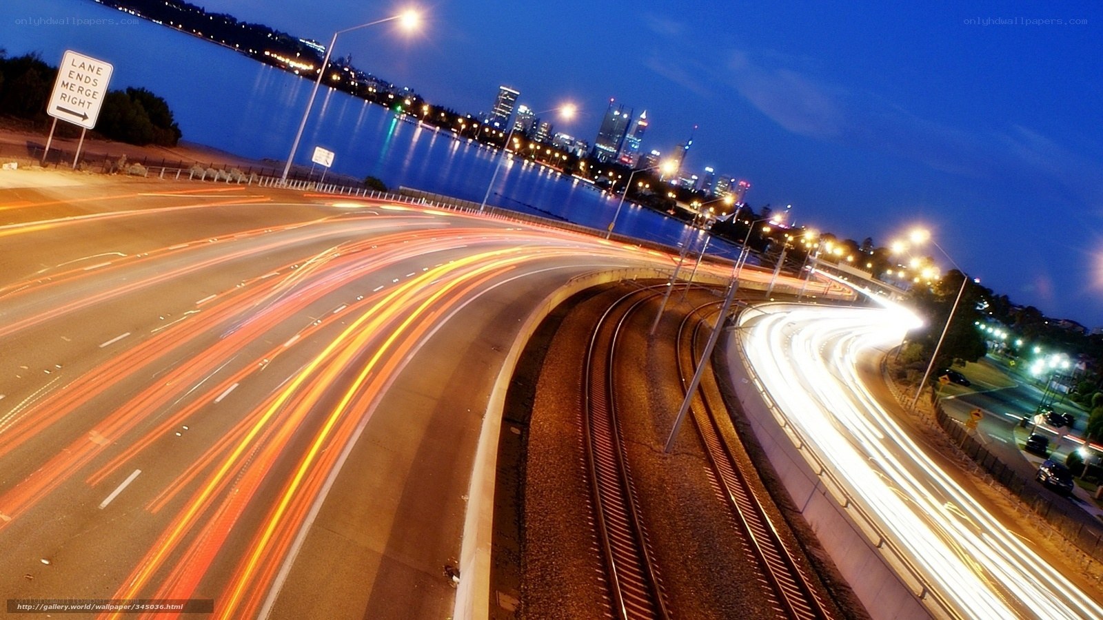City lights at night with traffic