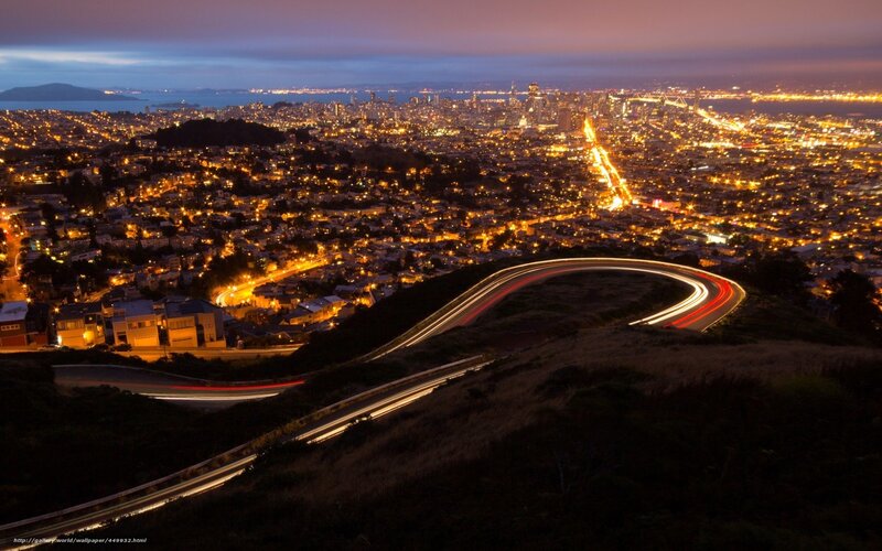 City Lights at Night — Yellow, Dramatic, Photograph, Road