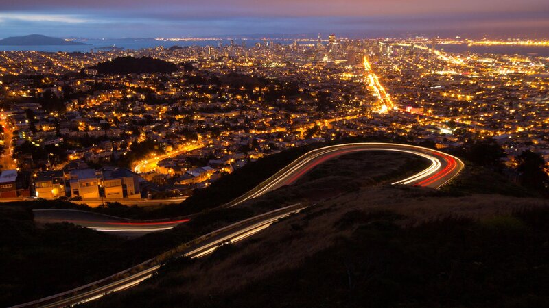 City Lights at Night — Yellow, Dramatic