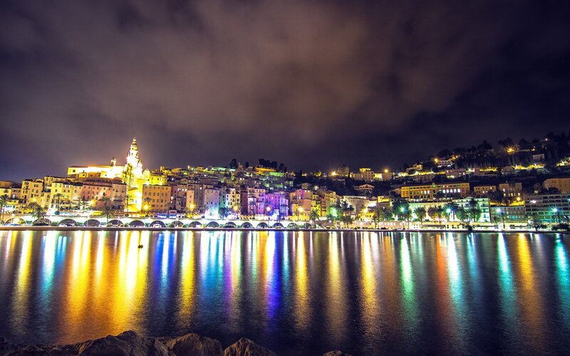 City Lights at Night — Yellow, Serene