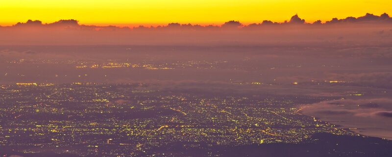 city lights at sunset
