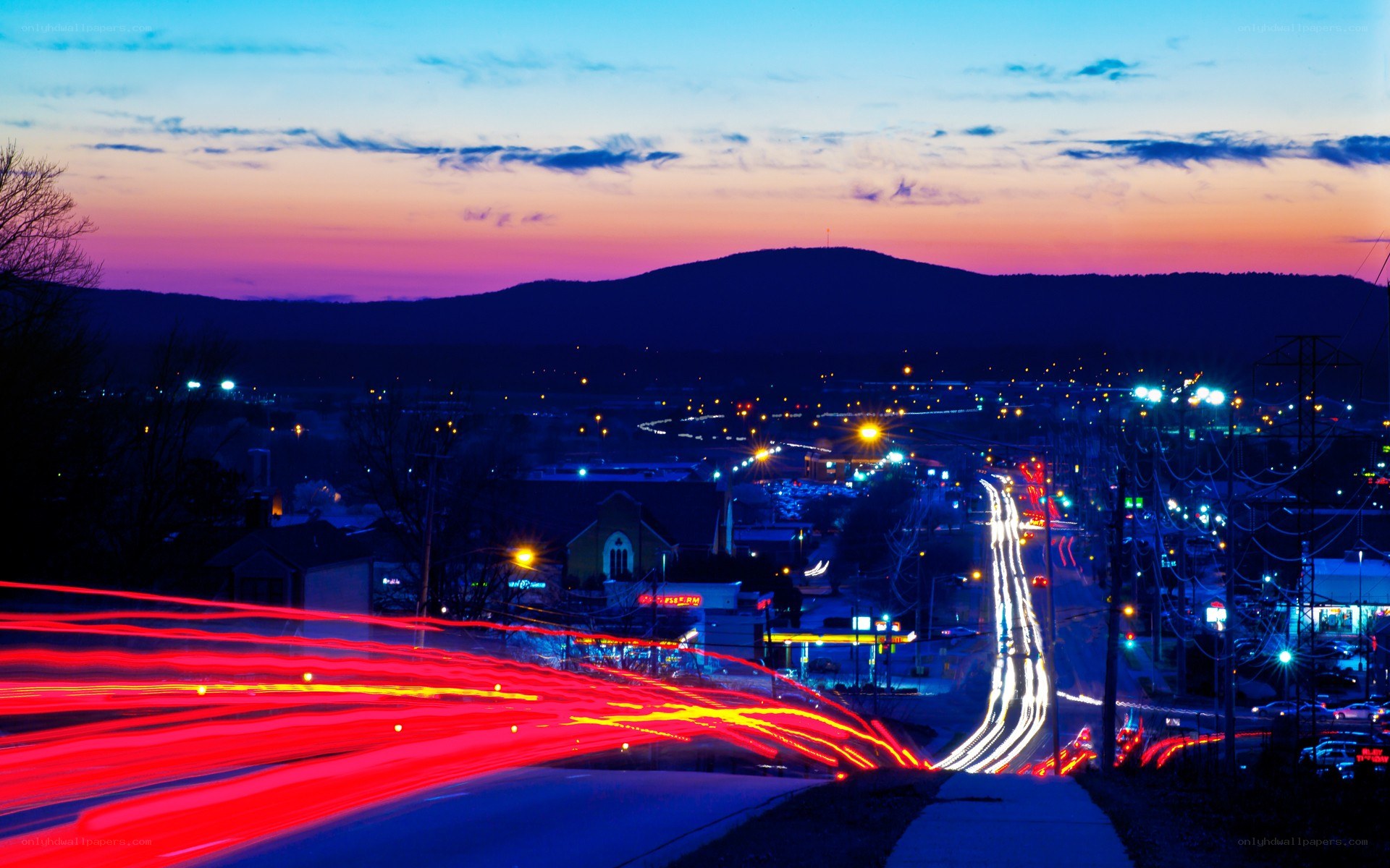 City lights at twilight