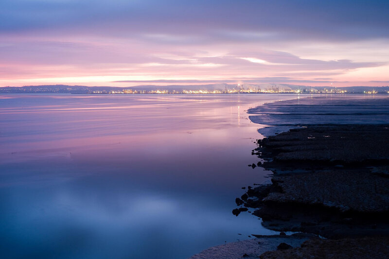 City Lights on Water — Purple