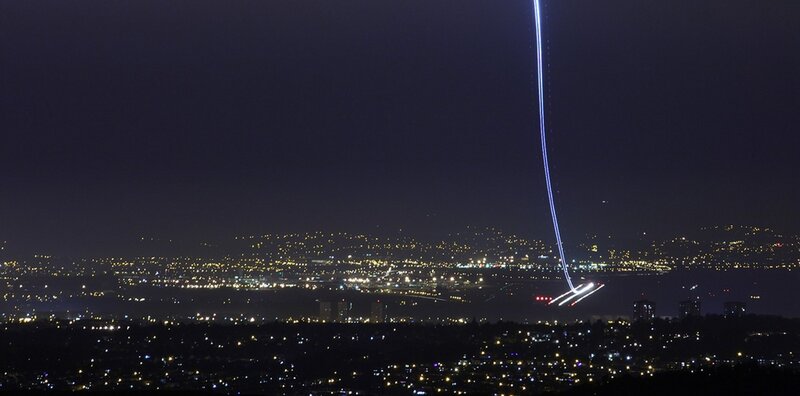 City lights with light trail
