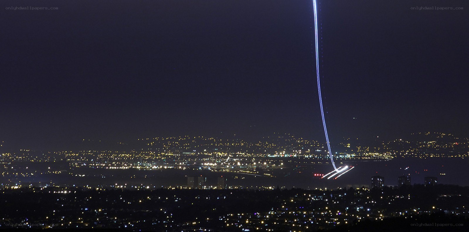 City lights with light trail