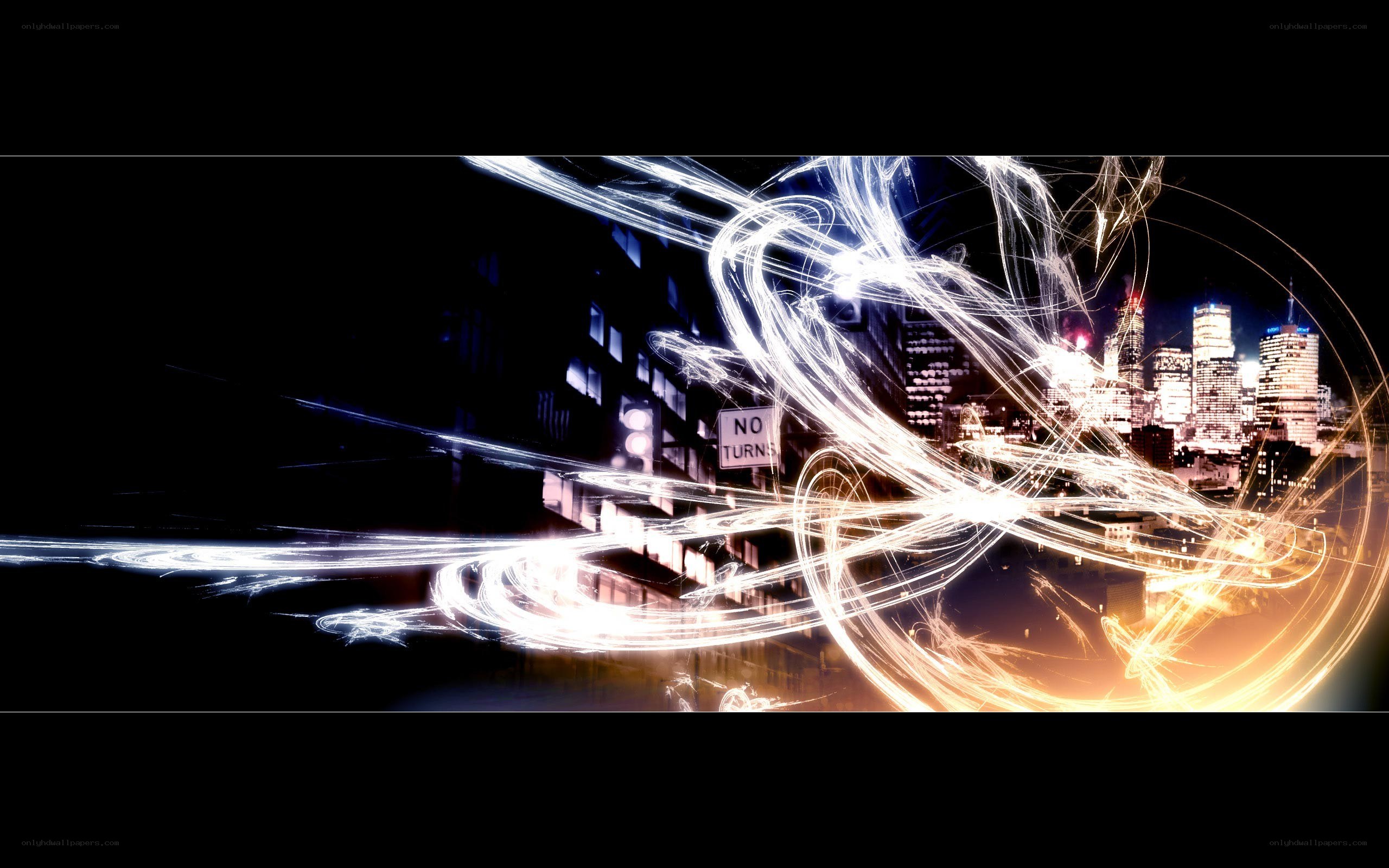 City lights with light trails