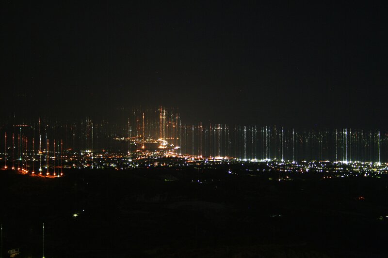 city lights with vertical streaks
