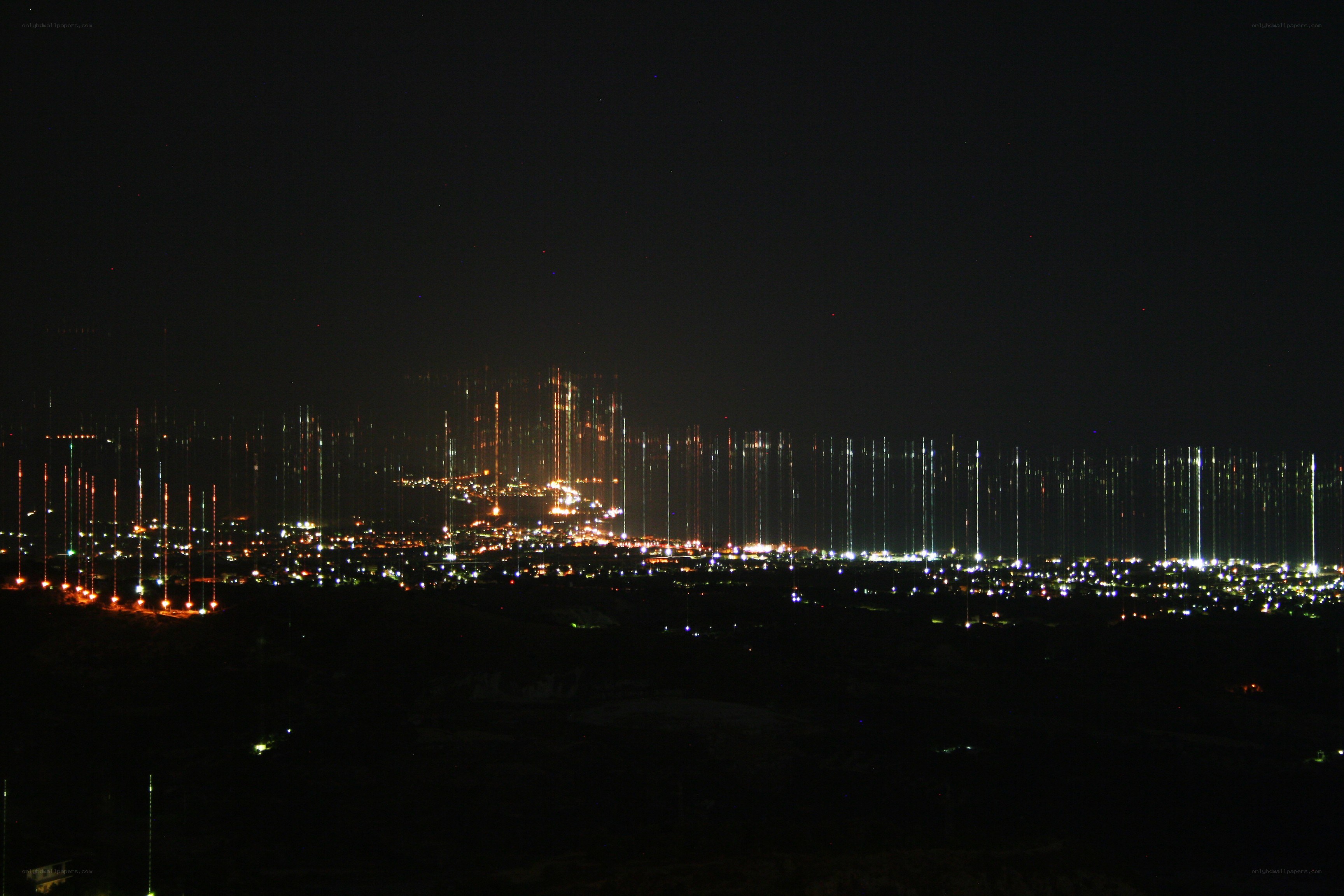city lights with vertical streaks