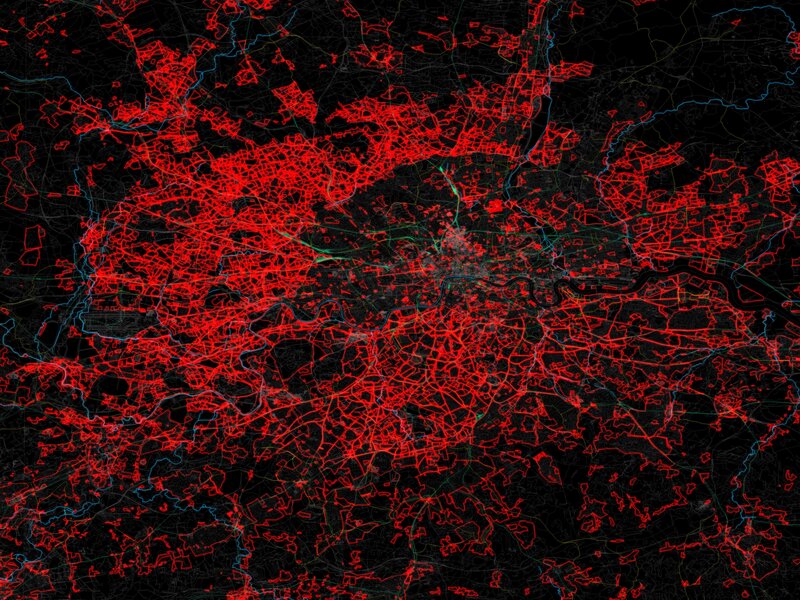 City Map with Red Lines