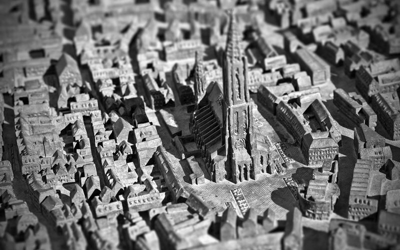 City model with cathedral