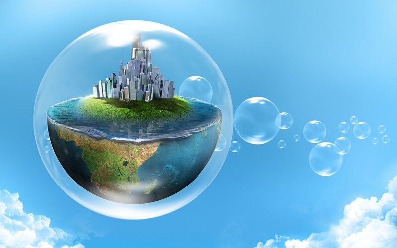 City on a Bubble Planet