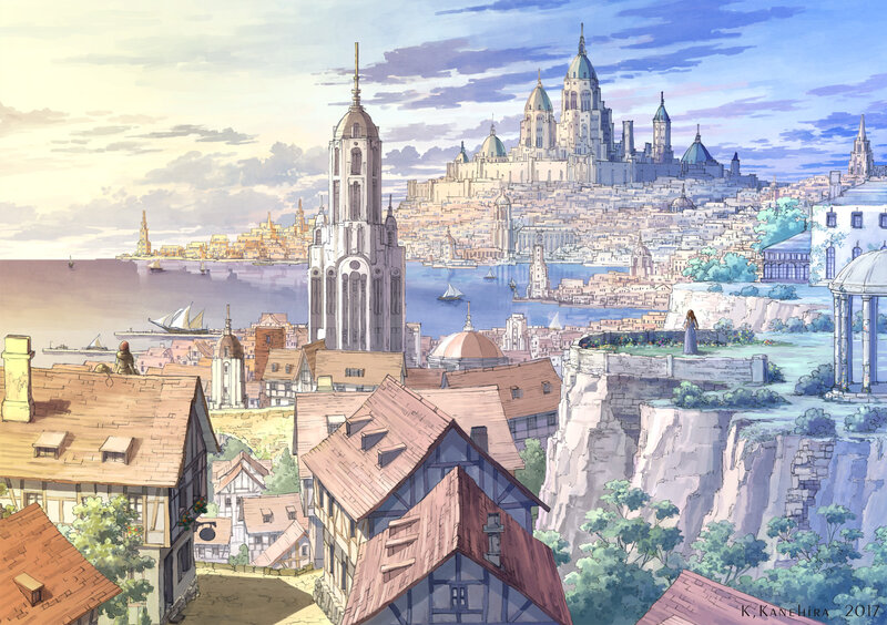 City on a Cliff by Sea