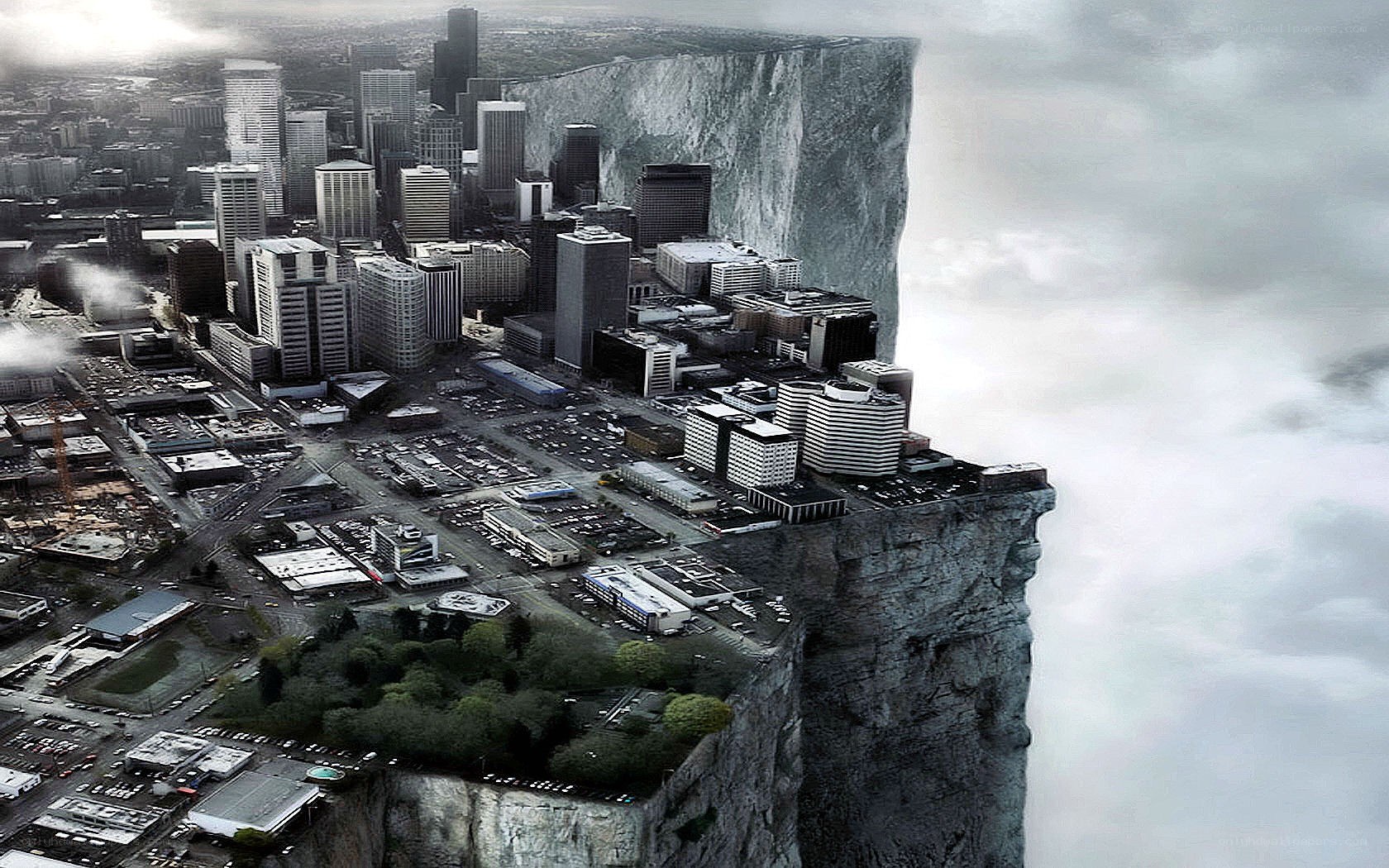 city on a cliff edge