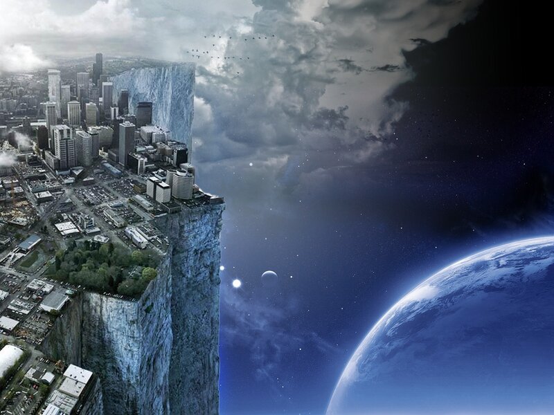 City on a Cliff Edge — Blue