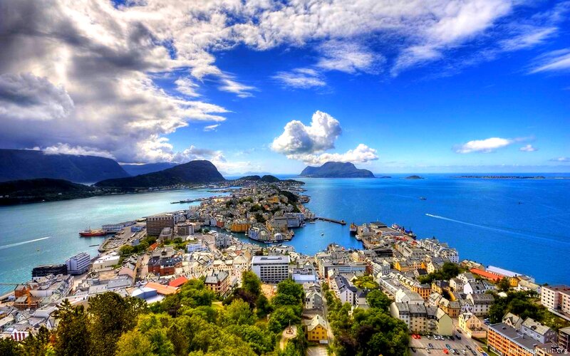 City on a Fjord — Blue, Dramatic