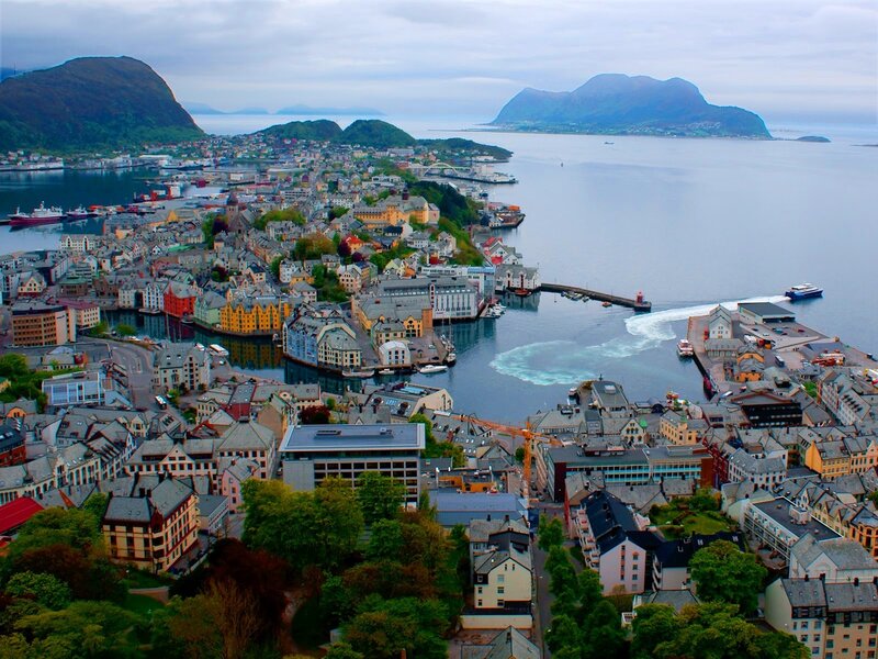 City on a Fjord — Blue, Serene, Morning