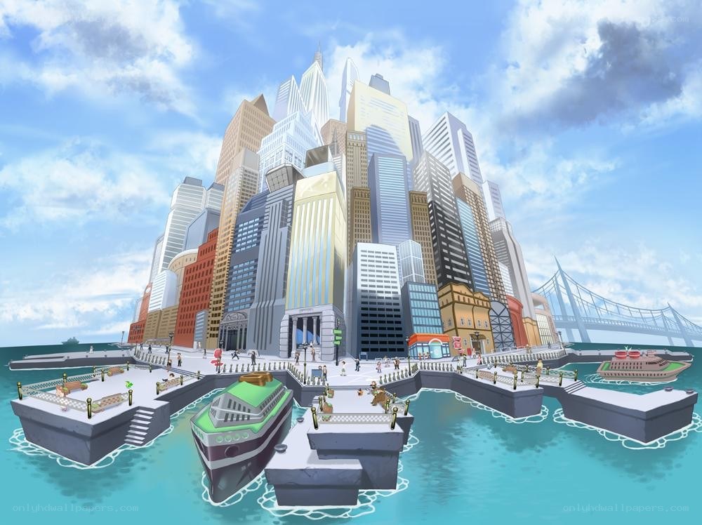 city on a floating island