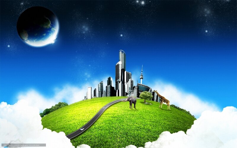 City on a green planet
