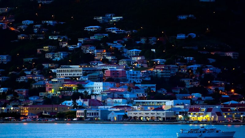 City on a Hill at Night — Blue, Serene