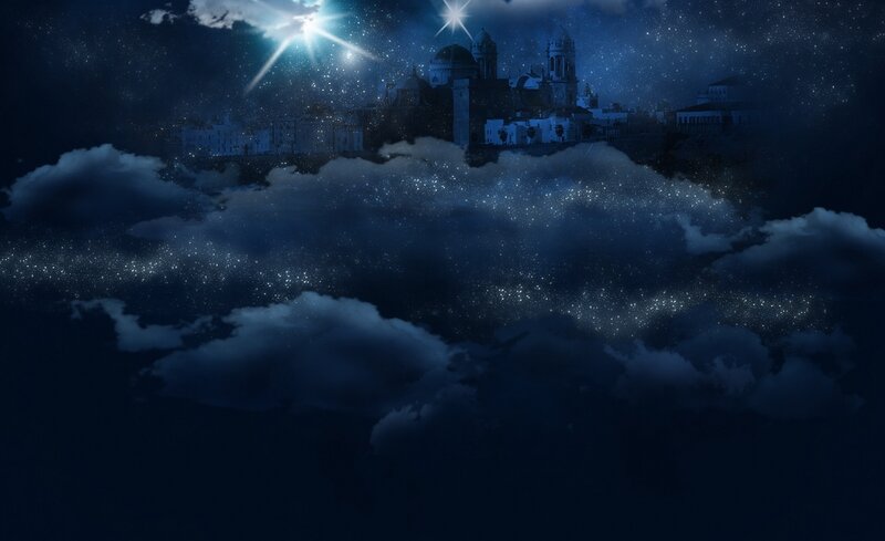 City on a Hill at Night — Blue