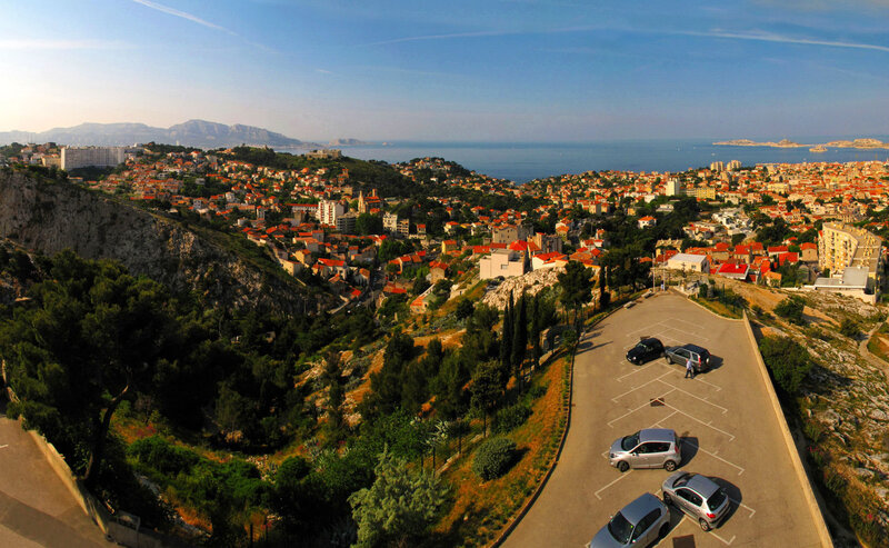 City on a Hillside — Blue, Serene