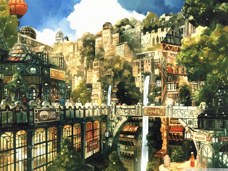 City on a Hillside — Green, Serene
