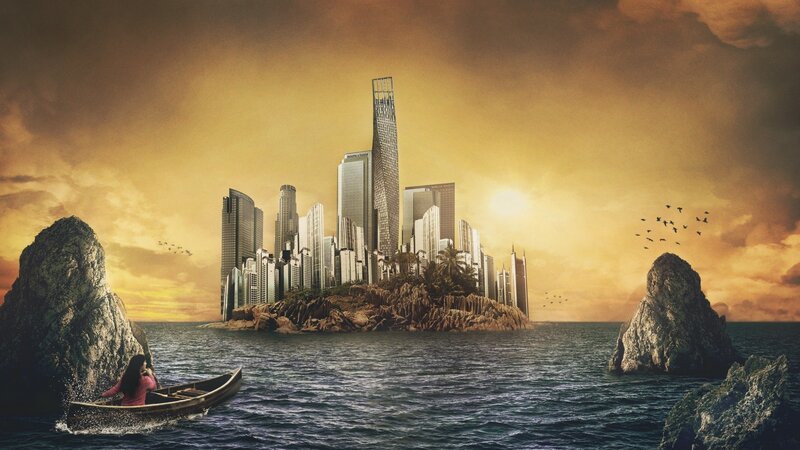 city on a rocky island