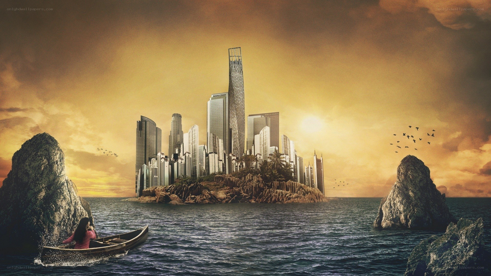 city on a rocky island