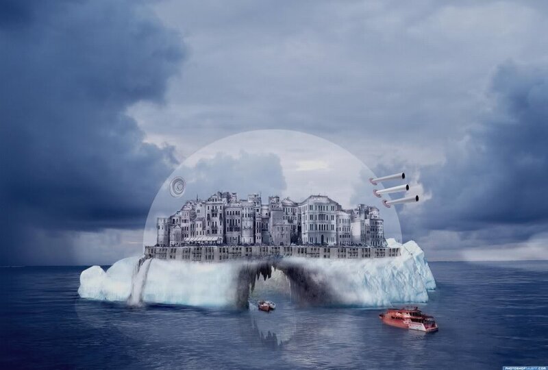 City on Iceberg — Blue