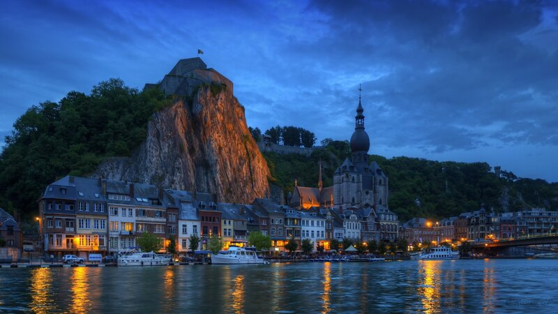 City on River at Dusk