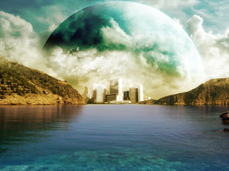 City on Water — Blue