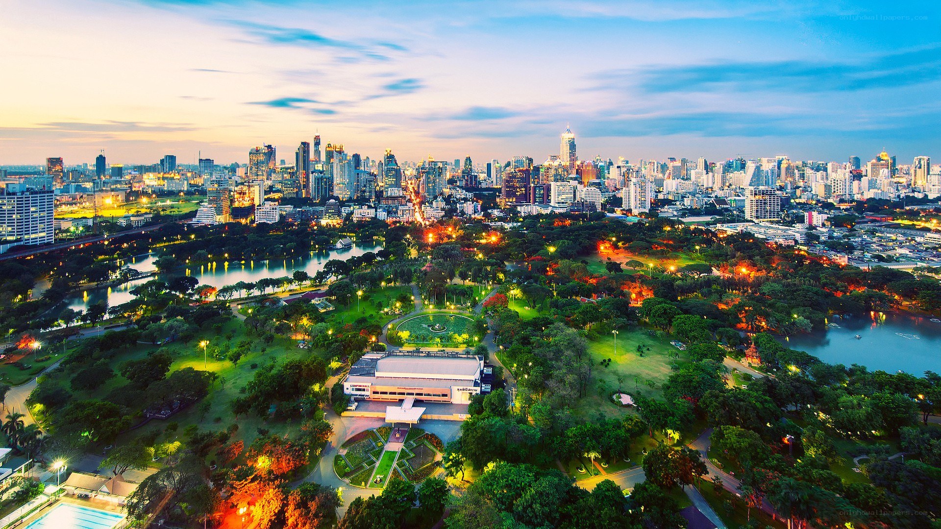 city park at dusk