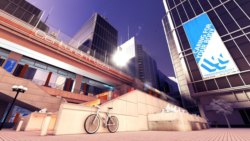 City plaza with bicycle