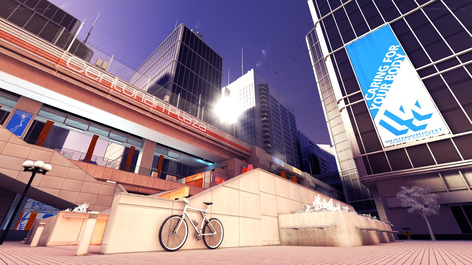 City plaza with bicycle