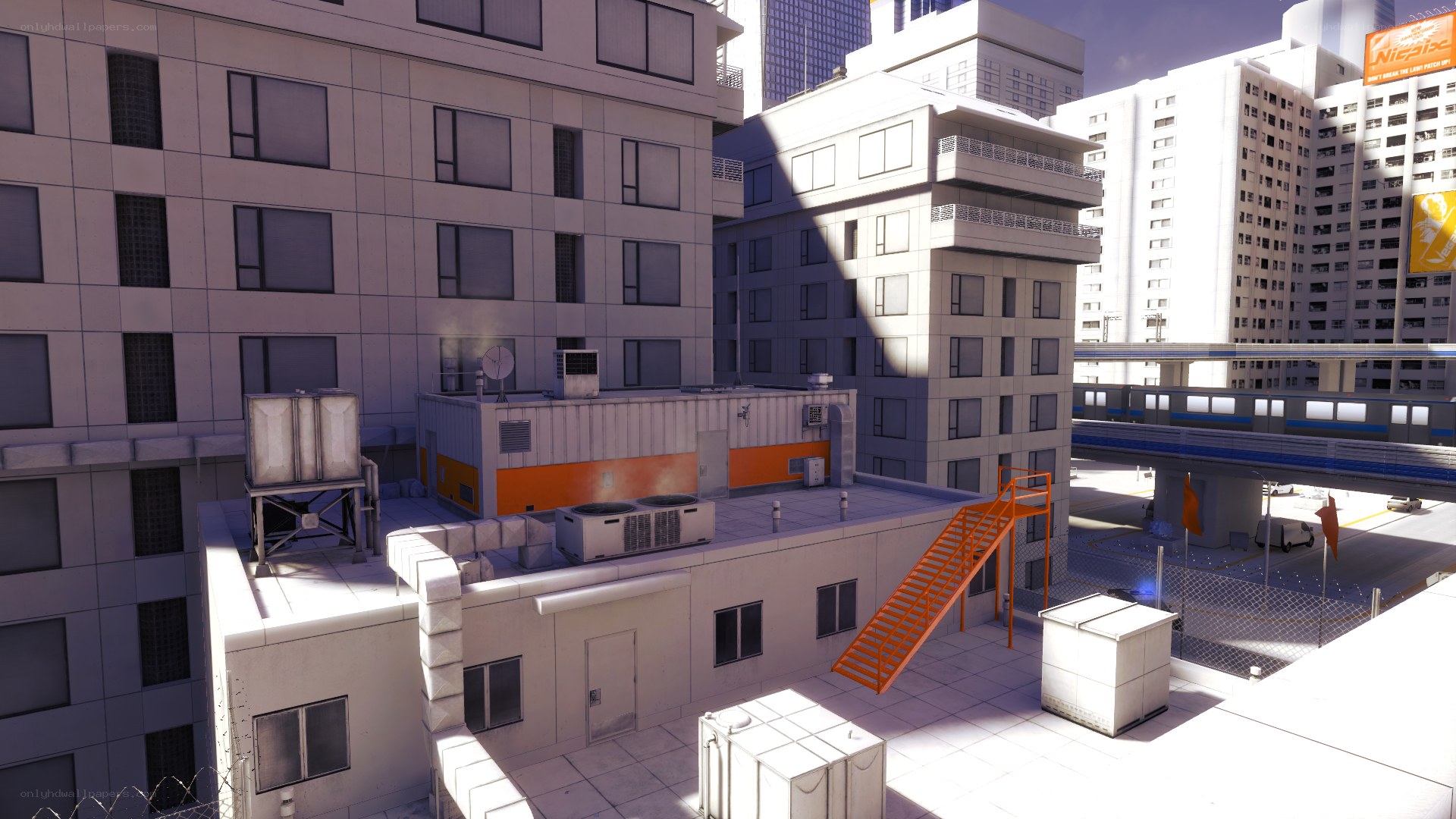 city rooftop with buildings