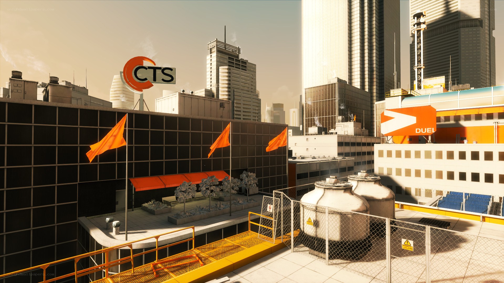 city rooftop with CTS building
