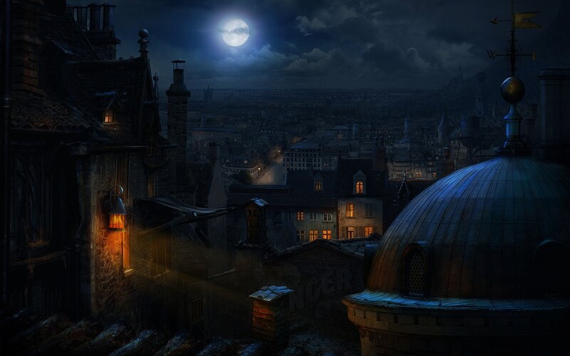 City Rooftops at Night