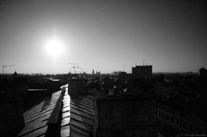 City Rooftops at Sunrise — Black