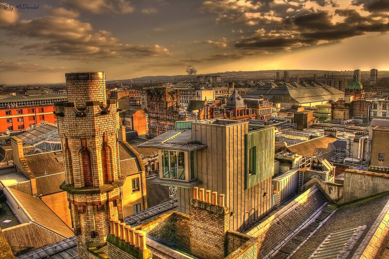 City Rooftops at Sunset — Golden
