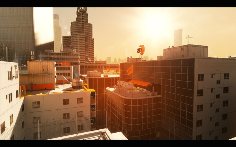City Rooftops at Sunset — Orange, Dramatic, 3d Render