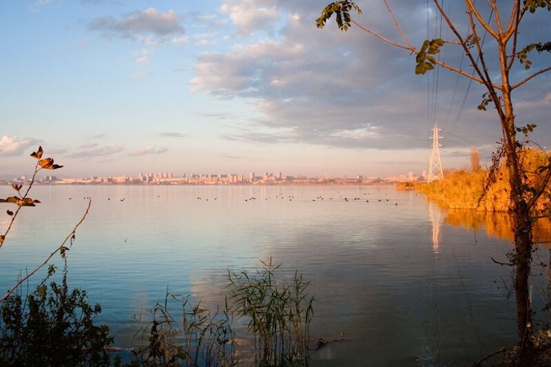 City Skyline Across Lake