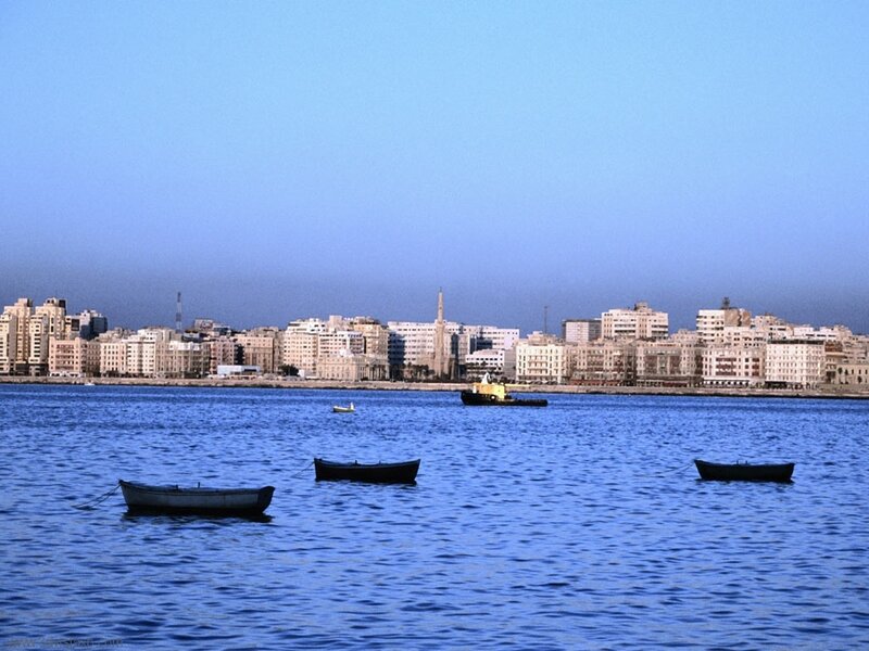 City skyline across the water