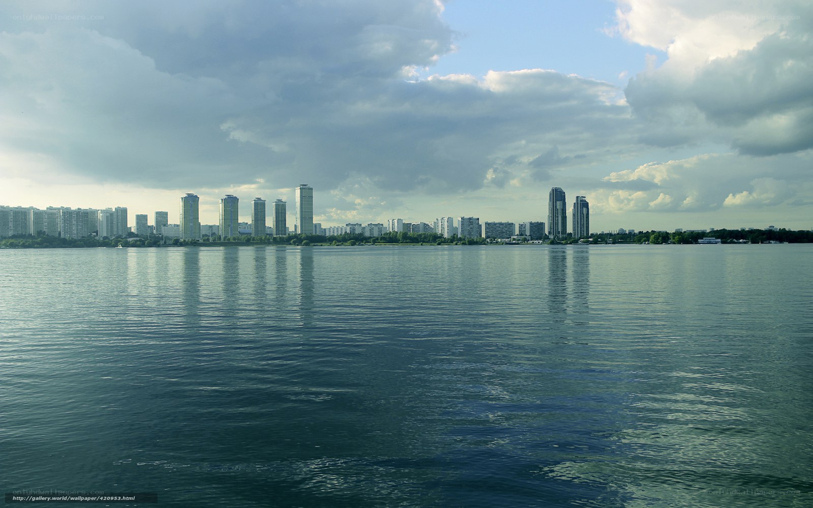 City skyline across the water