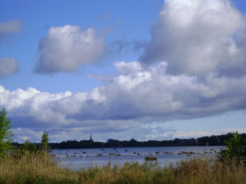 City Skyline Across Water — Blue, Serene