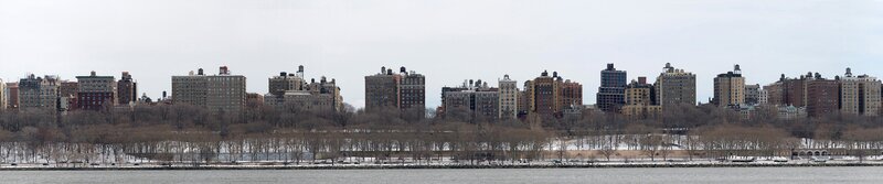 City Skyline Across Water — Gray