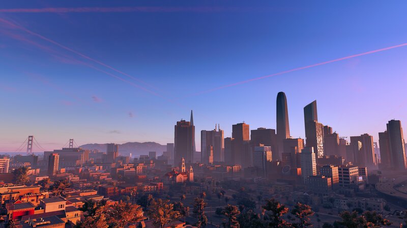 City Skyline at Dawn — Blue
