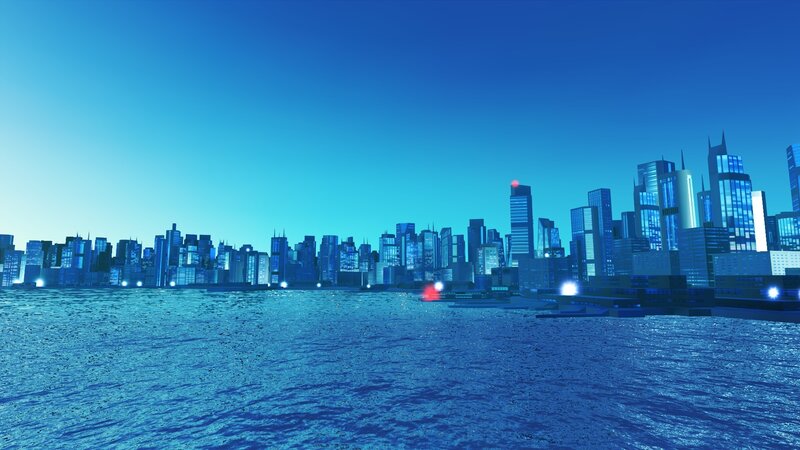 city skyline at dusk