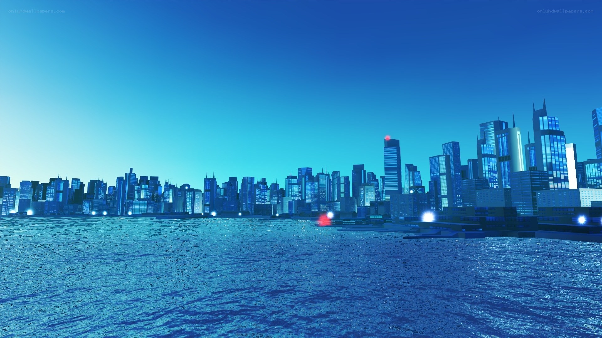city skyline at dusk