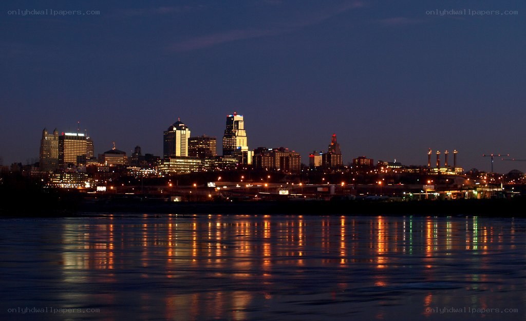 city skyline at dusk