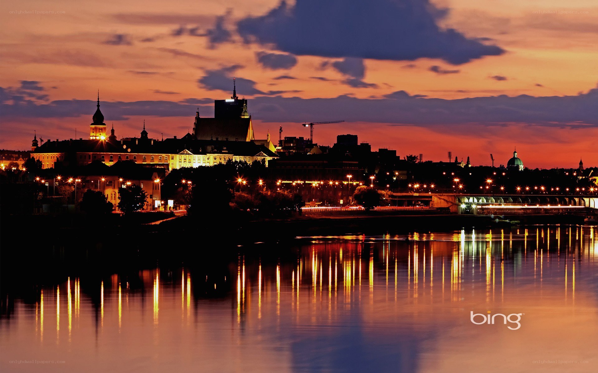 city skyline at dusk